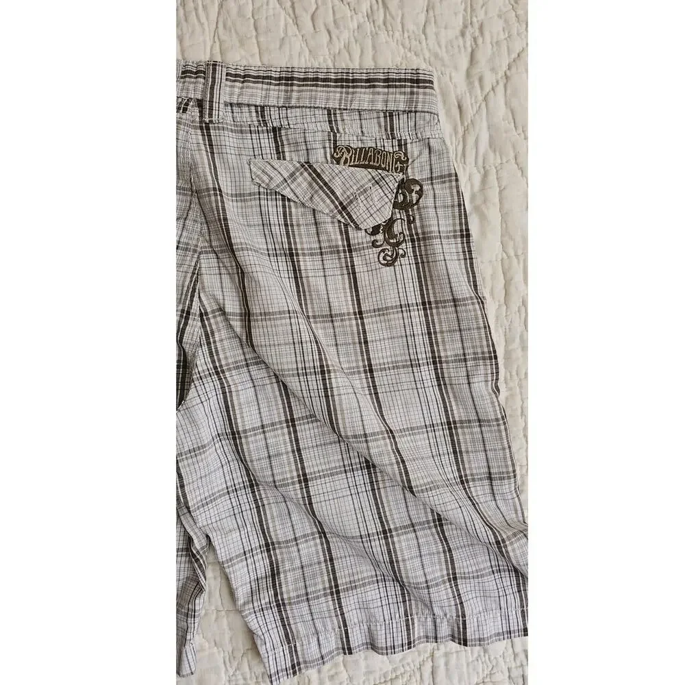 Billabong Bermuda Embroidered Plaid Beach Board‎ Shorts Men Size 36 Multicolor